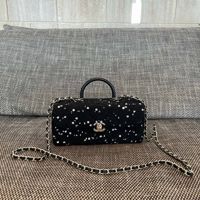 Chanel Tweed Snowflake Sequined Box Bag Dimensions: 22 X 10 X 9 Cm