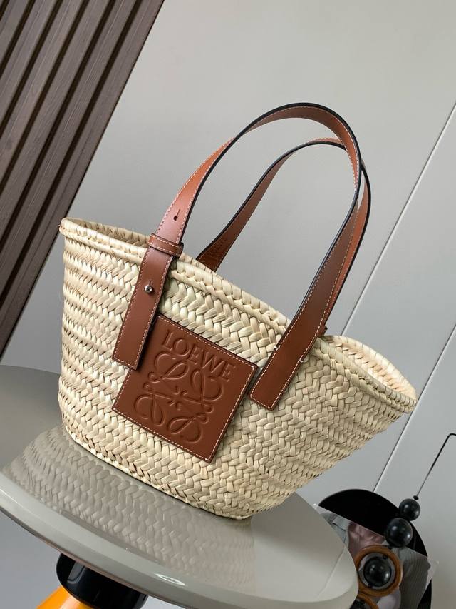 Style Number: 8004 Small Palm Leaf And Leather Basket Handbag A Traditional Bask