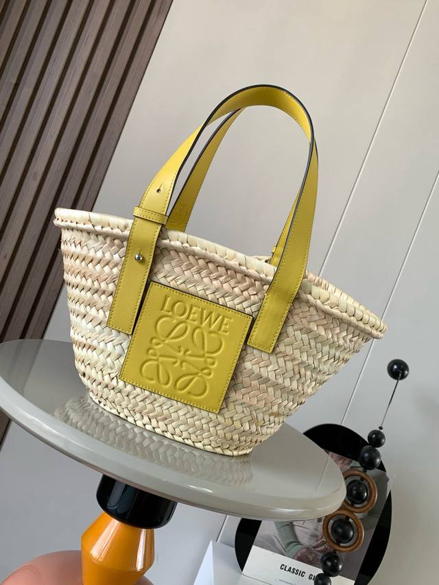 Style Number: 8004 Small Palm Leaf And Leather Basket Handbag A Traditional Bask