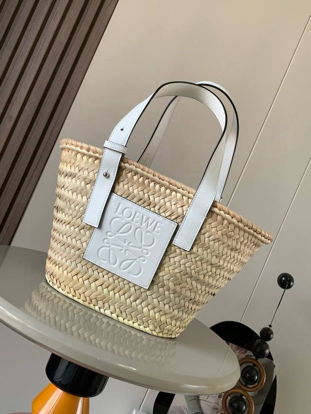Style Number: 8004 Small Palm Leaf And Leather Basket Handbag A Traditional Bask