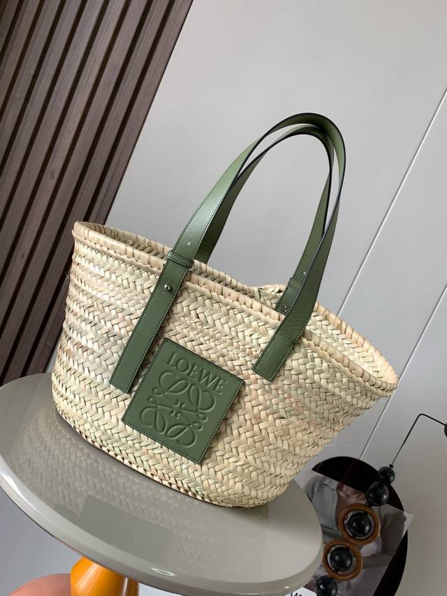 Style Number: 8005 Large Palm Leaf And Leather Basket Handbag A Traditional Bask