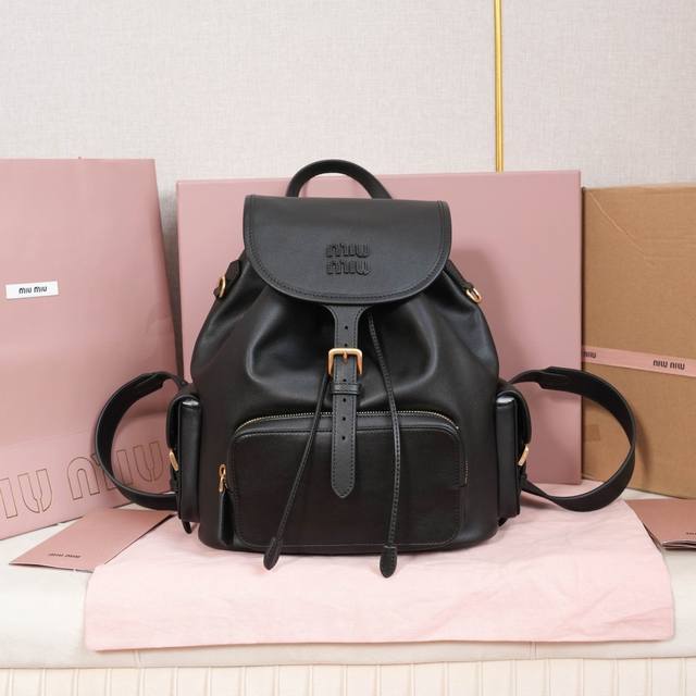 Black Large Size In Stock Miu New Arrival College-Style Backpack: 5Bz042, High-Q