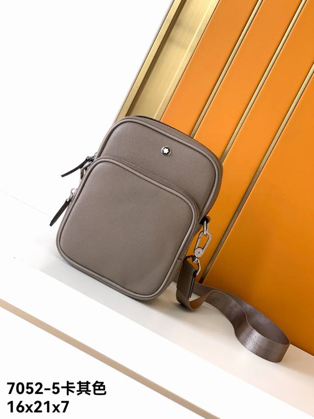 Crossbody Bag Model: 7052-5# Khaki Top-Grade Original Leather, Montblanc Spanish