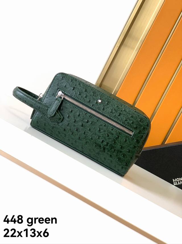 New Handbag Model: 448# Green Top-Grade Genuine Leather Imported Ostrich Leather
