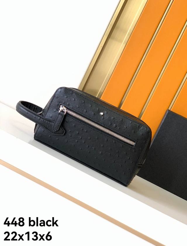 New Handbag Model: 448# Black Top-Grade Genuine Leather Imported Ostrich Leather