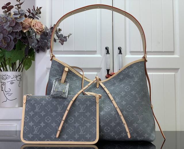 Top-Tier Authentic Special Offer Carryall Medium Handbag M13289 Gray Denim This