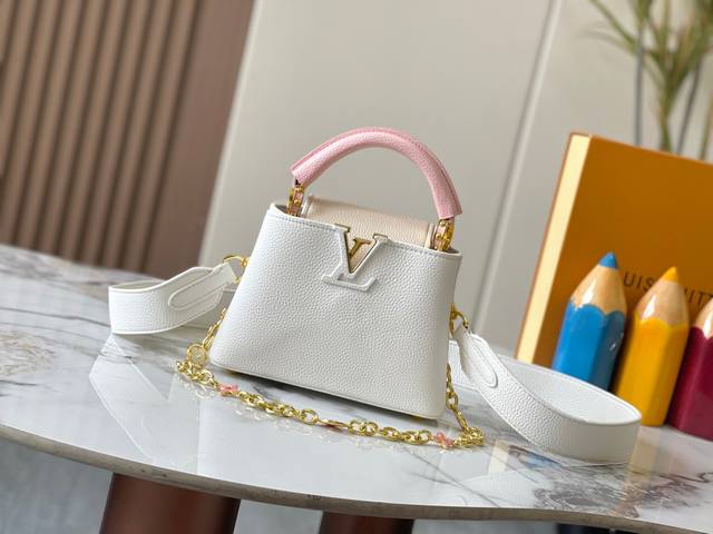 Upgrade Edition M11342 White And Pink Floral Trio This Capucines Mini Handbag Em