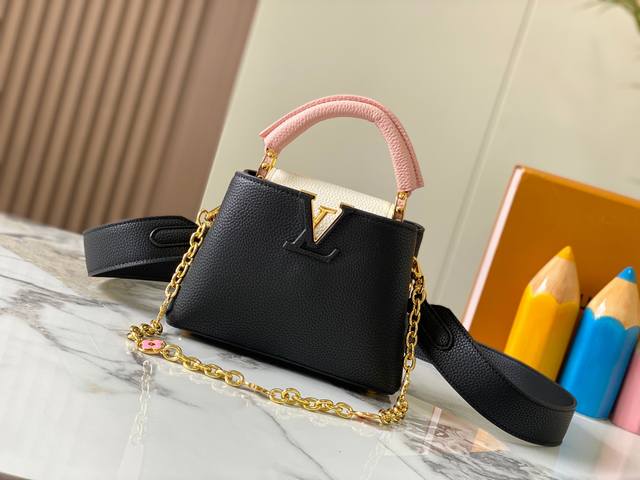 Upgrade Edition M20845 Black And Pink Floral Trio This Capucines Mini Handbag Em