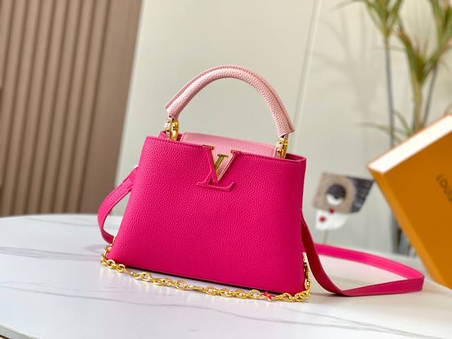 Upgraded Version M20844 Light Plum Red Floral Three-Tone Capucines Bb Handbag Cr