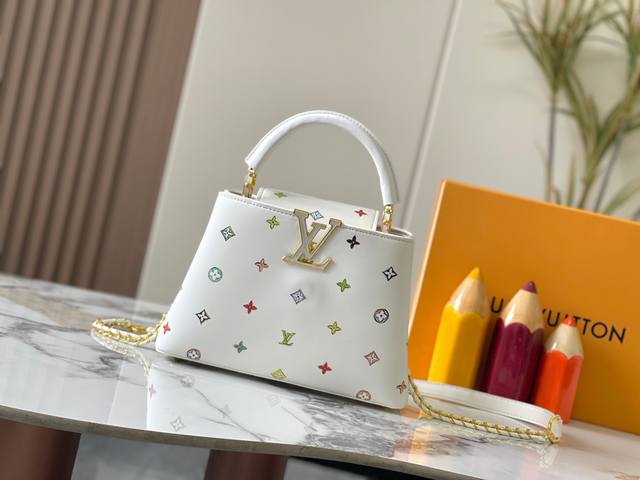 Guangzhou Top-Grade Authentic Capucines Bb Model: 14166 White Material: Plain-We