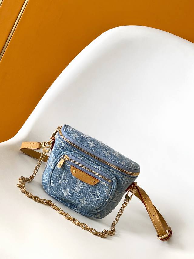 M83353 Crossbody Bag This Mini Bumbag Handbag Is Crafted From Denim Fabric With
