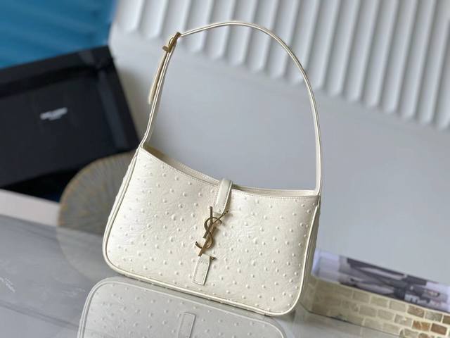 Premium Quality 657228 Cream White Ostrich Pattern Gold Buckle, Comes With Full