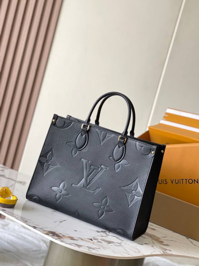 Chip Steel Premium Mb Original Leather Onthego Medium Handbag Model: M45595 Blac