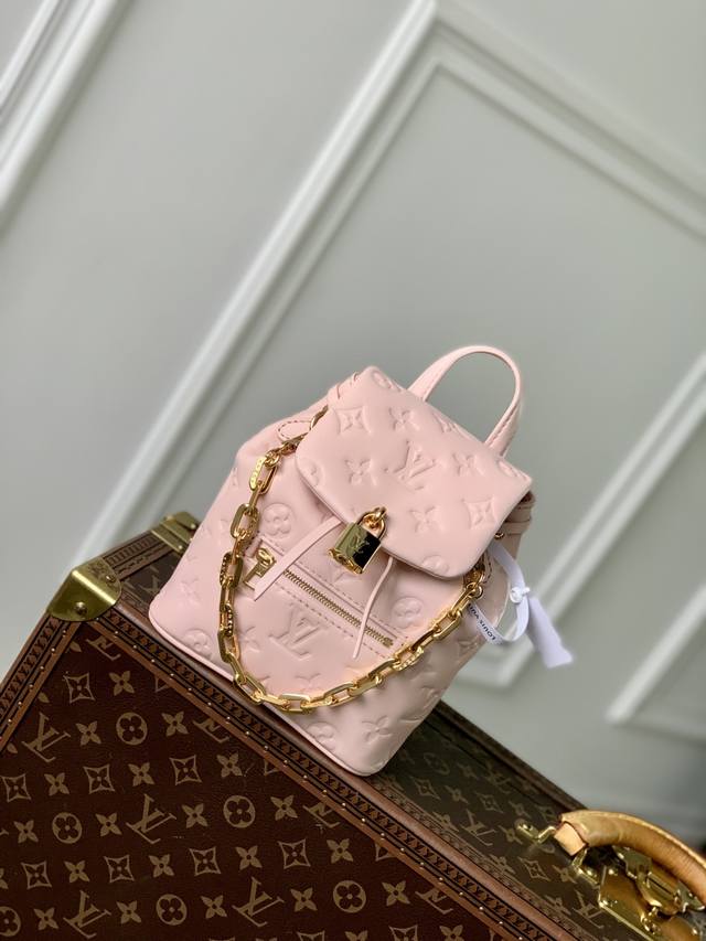 Top-Grain Leather, Premium Original M13389, 13387 Pink Coussin Backpack Mini Han