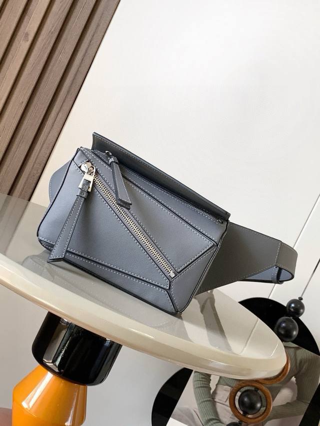 Mini Classic Cowhide Leather Puzzle Waist Bag The Rectangular Shape And Precise