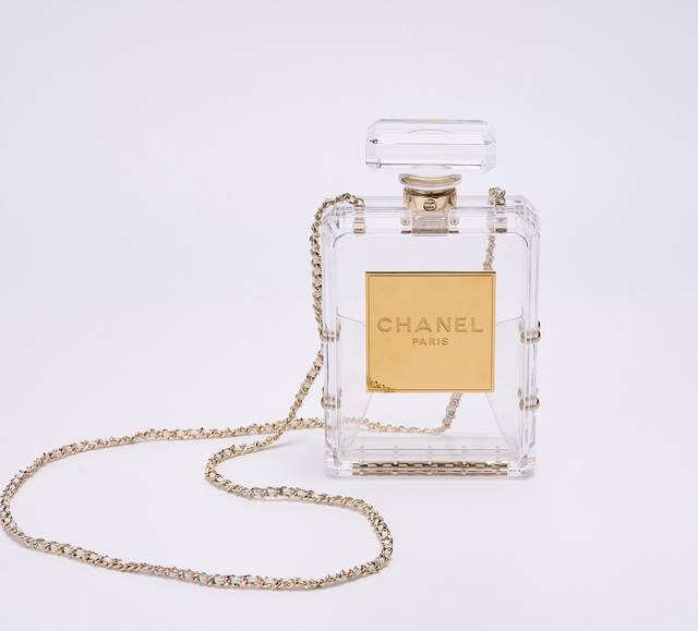 Chanel Limited Edition Transparent Perfume Bottle Evening Bag Exclusive Stock Th