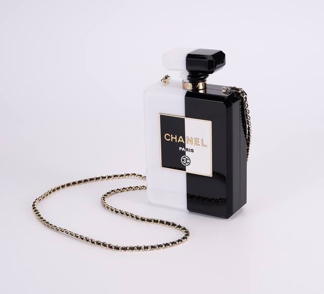 Ohanel Collector's Series Black And White Perfume Bottle Evening Bag Exclusive R