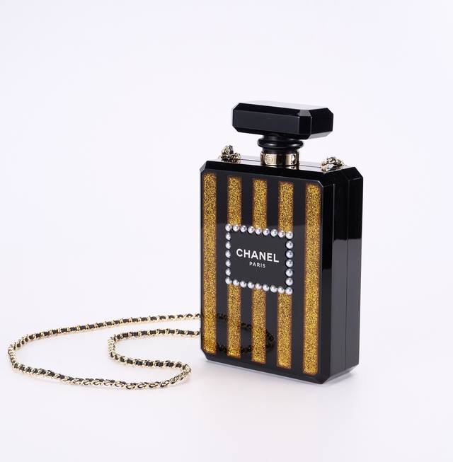 Ohanel Ultra-Limited Edition Show-Style Champagne Vertical Stripe Perfume Bottle