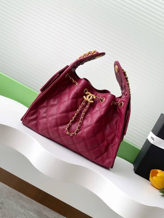 25C Ball-Patterned Leather Hip-Hop Bag Chanel Hobo Underarm Bag Hippie Underarm