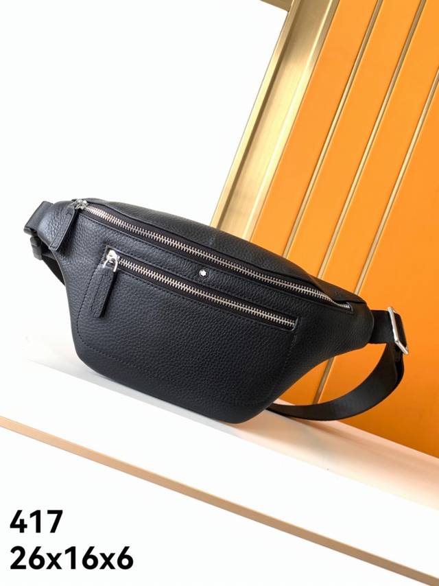 Waist Bag Model: 417# Top-Grade Authentic Montblanc Alligator-Textured Calfskin,