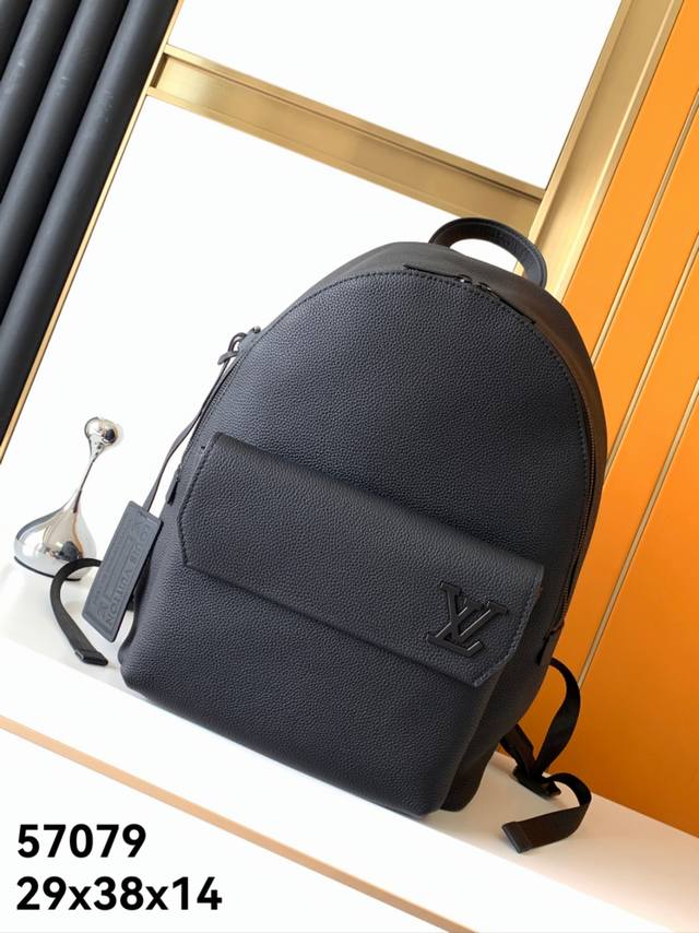 Double-Shoulder Backpack 57079 Full-Grain Leather Double-Shoulder Backpack, Top-