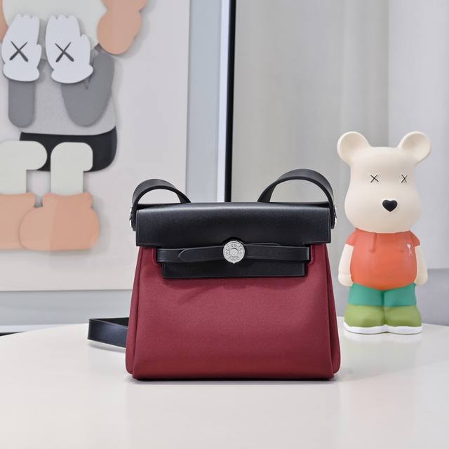 New Arrival Mini Herbag Kelly Mini Cloth Bag 20Cm Leather Patchwork Silver Buckl
