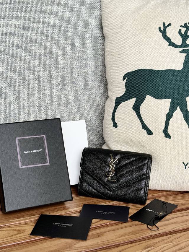 Saint Laurent - Ysl Two-Fold Short Wallet Card Holder Authentic Design Imported