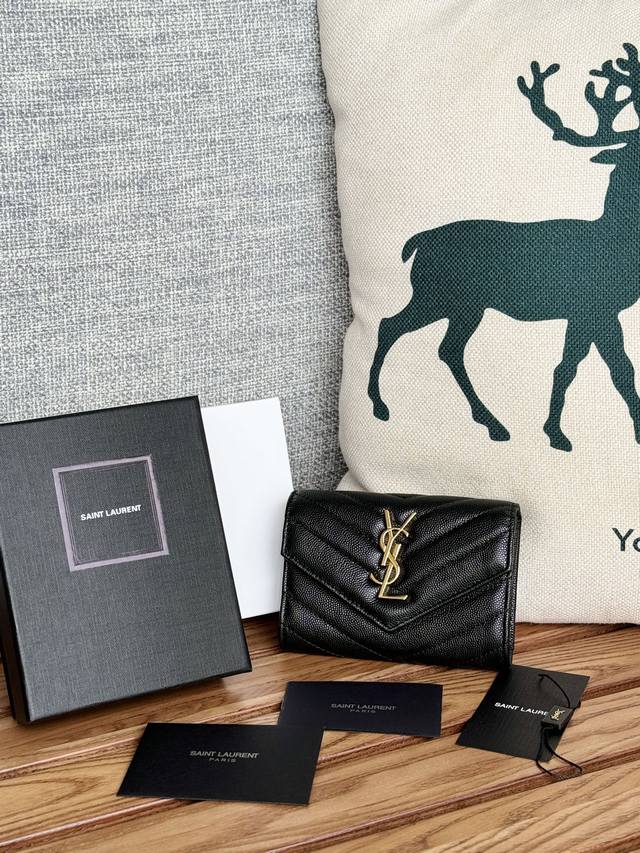 Saint Laurent - Ysl Two-Fold Short Wallet Card Holder Authentic Design, Imported