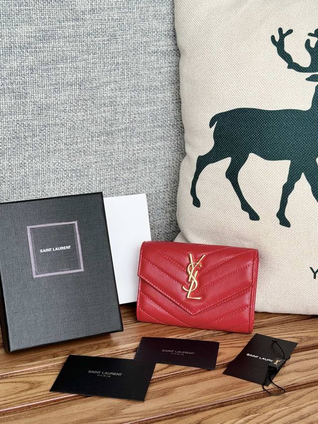 Saint Laurent - Ysl Two-Fold Short Wallet Card Holder Authentic Design Imported