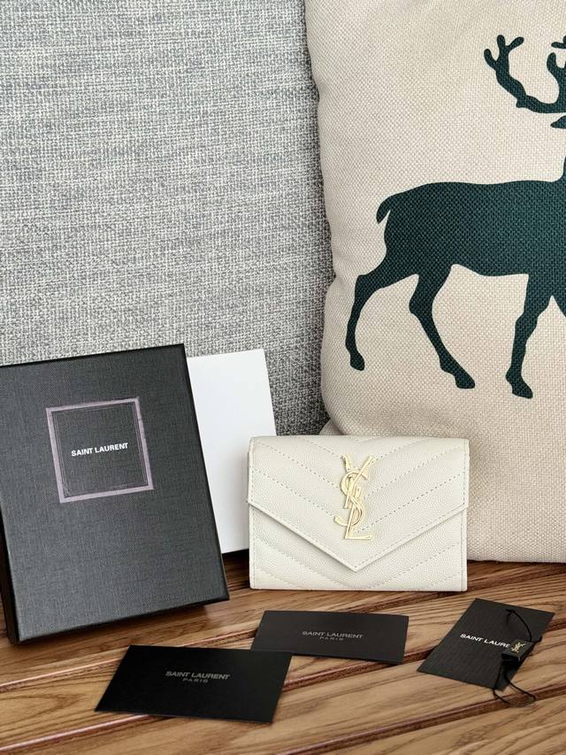 Saint Laurent - Ysl Two-Fold Short Wallet Card Holder Authentic Design Imported