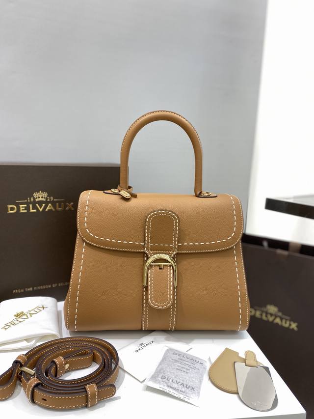 Delvaux Brillant Outer Stitch Caramel Belgian Royal Warrant Holder, Understated