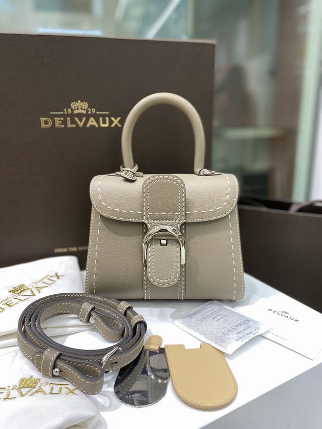 Delvaux Brillant Outer Stitching Cream Gray Belgian Royal Warrant Holder, Unders