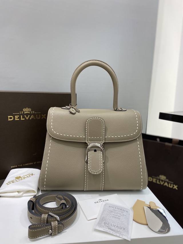 Delvaux Brillant Outer Stitching Milk Gray Belgian Royal Warrant Holder, Underst