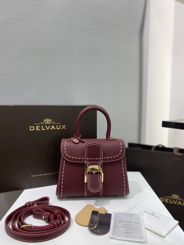 Delvaux Brillant Outer Stitching Indian Red Belgian Royal Warrant Holder, Unders