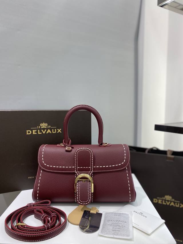 Delvaux Brillant Outer Stitching Indian Red Belgian Royal Warrant Holder, Unders