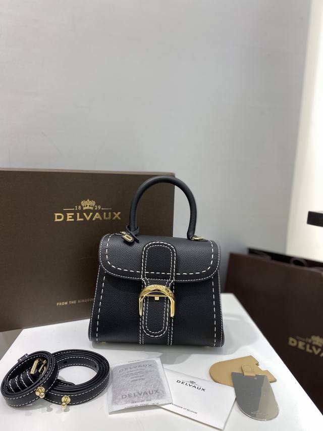 Delvaux Brillant Outer Stitching Black Belgian Royal Warrant Holder, Understated