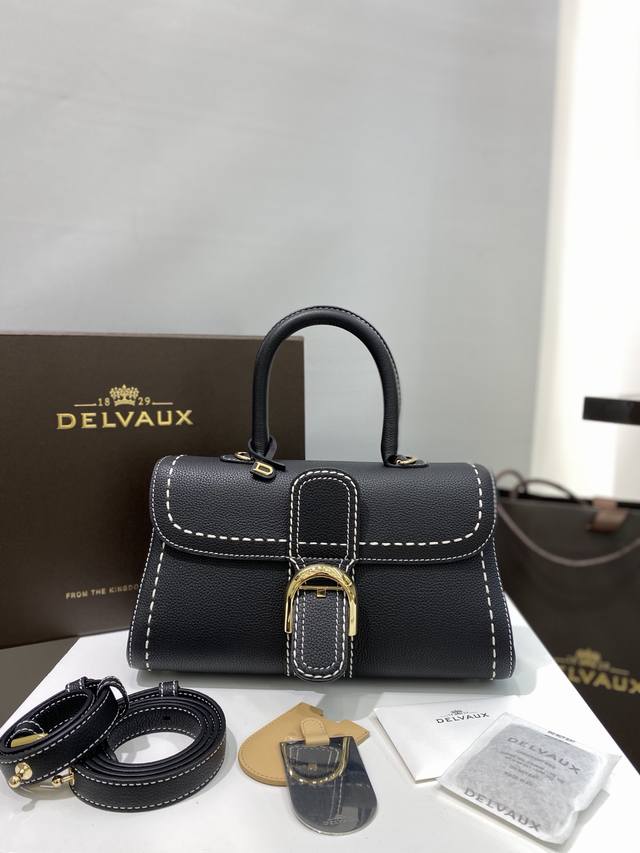 Delvaux Brillant Outer Stitching Black Belgian Royal Warrant Holder, Understated