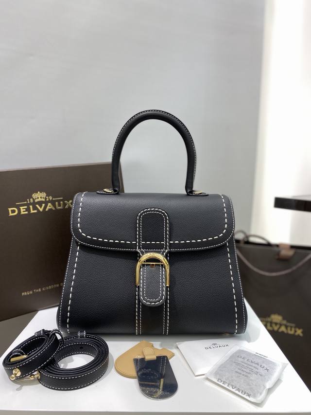 Delvaux Brillant Outer Stitching Black Belgian Royal Warrant Holder, Understated
