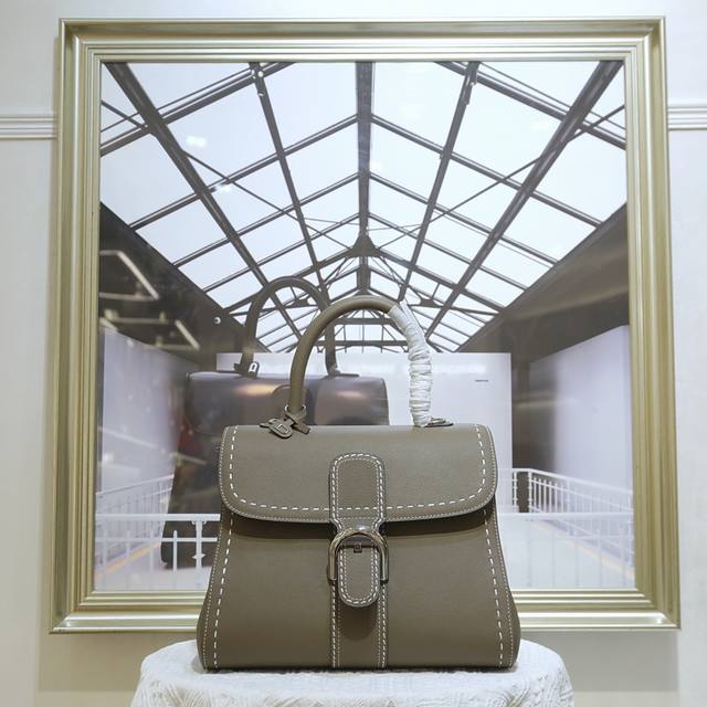 Outer Stitching Elephant Gray Medium Size Delvaux, Founded In 1829, The Belgian