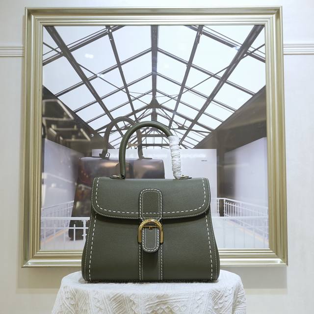 Khaki Green Medium With External Stitching Delvaux, The Belgian Luxury Leather G