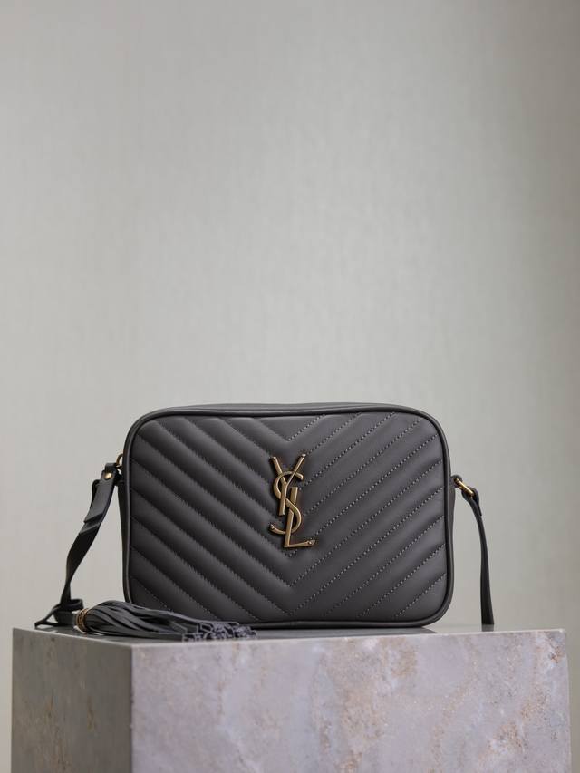 Gray New Version Lou Camera Bag_Top-Grade Imported Italian Calfskin Camera Bag,