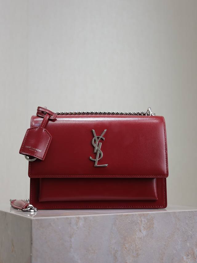Red-Brown Toothpick Pattern With Silver Buckle Sunset 22Cm_ The Timeless Classic