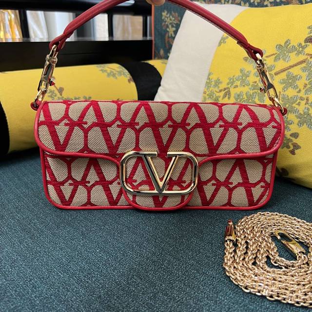 Model #5030L# Large V-Logo Loc Lambskin And Fabric Handbag With Decorative Metal