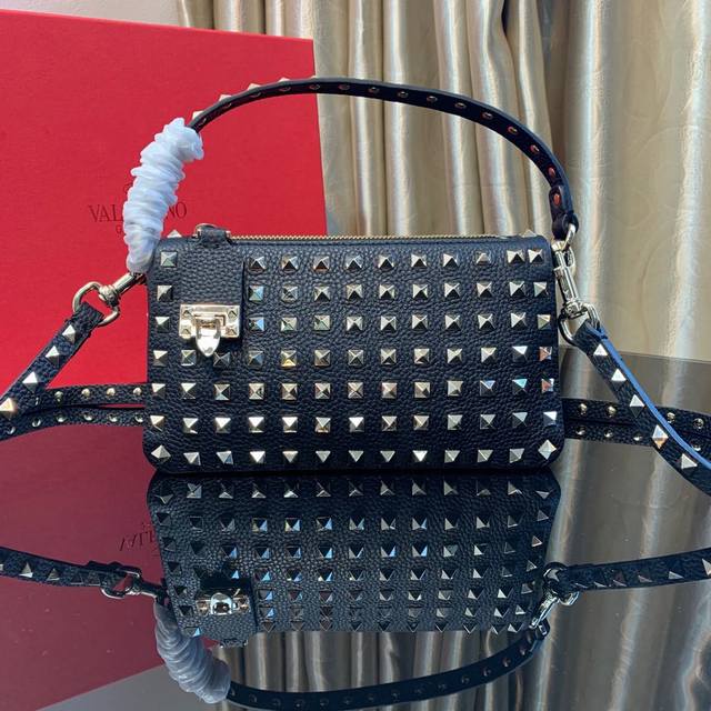 Model: 2047 Garavani Rockstud Small Grained Calfskin Crossbody Bag, Featuring A
