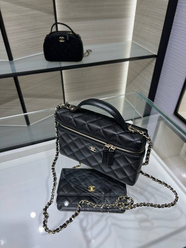 chanel 25C New Lp Chain Handle Cosmetic Bag Cowhide Shoulder Crossbody Handba
