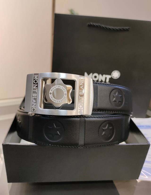 Montblanc New Pure Steel Automatic Buckle Inner Wear Version Men's Automatic Bel