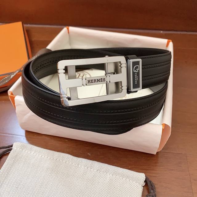 Hermes New Pure Steel Automatic Buckle Series Width 3.5Cm With Genuine Packaging