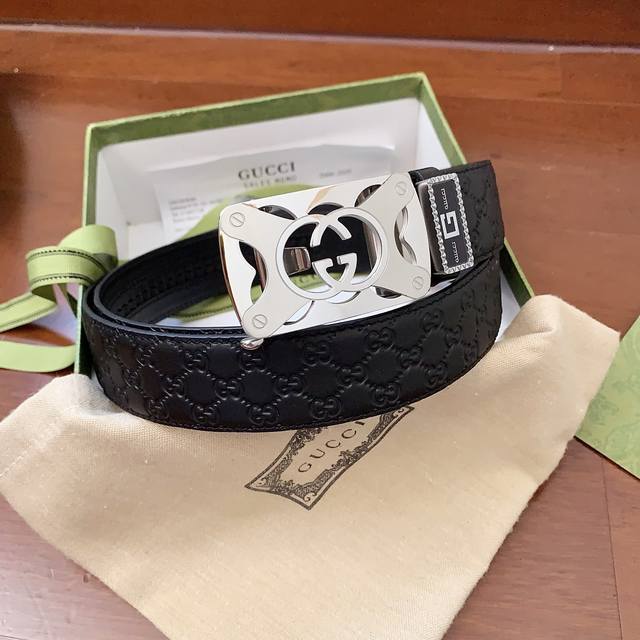 Gucci New Pure Steel Automatic Buckle Series Width 3.5Cm With Genuine Packaging,