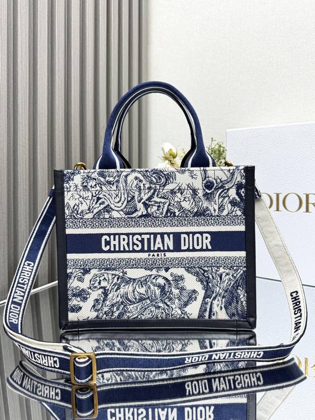 Authentic High Version Leather Patchwork Old Blue Tiger With Shoulder Strap New
