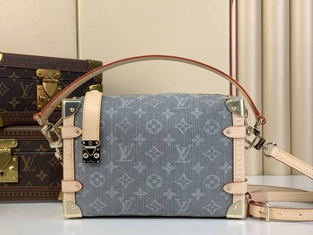 Top Original M13285 New Grey Denim Soft Box Side Trunk Medium Bag Inspired By Lo